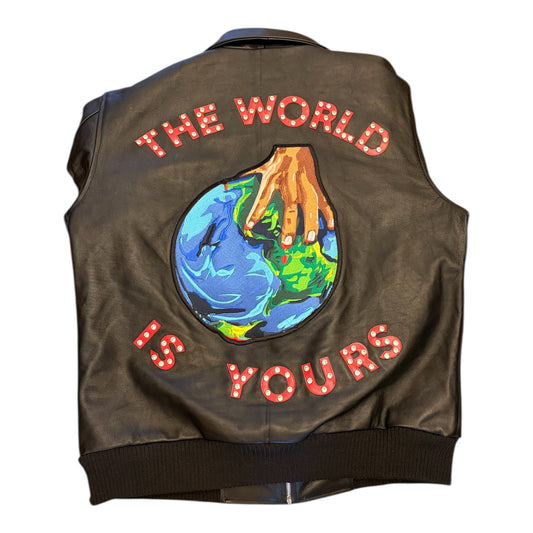 MADE REAL PRESENTS “THE WORLD IS YOURS” LEATHER COAT 1 OF 1